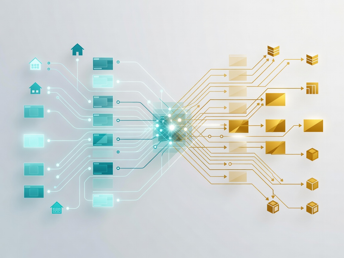 Abstract illustration of residential and commercial property software workflows